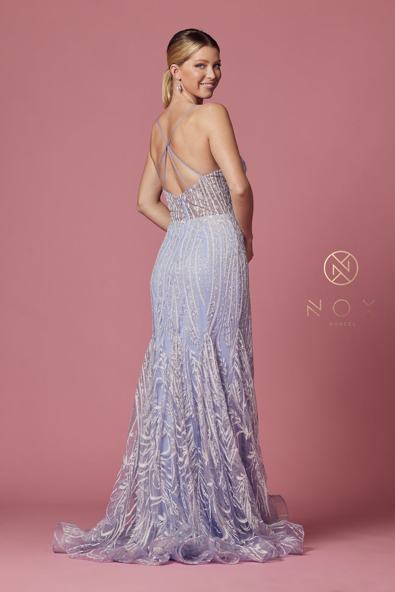 Fitted Applique Sleeveless Gown By Nox Anabel -T1010