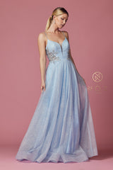Long Sleeveless Glitter Dress By Nox Anabel -T1033