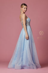 Long Sleeveless Glitter Dress By Nox Anabel -T1033