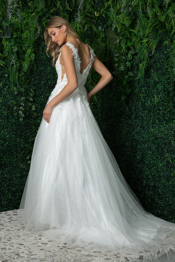White Blush Floral Dress Ball Gown Shape By Nox Anabel -JR930