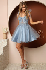 Sleeveless Short Tie Strap Dress By Nox Anabel -F728