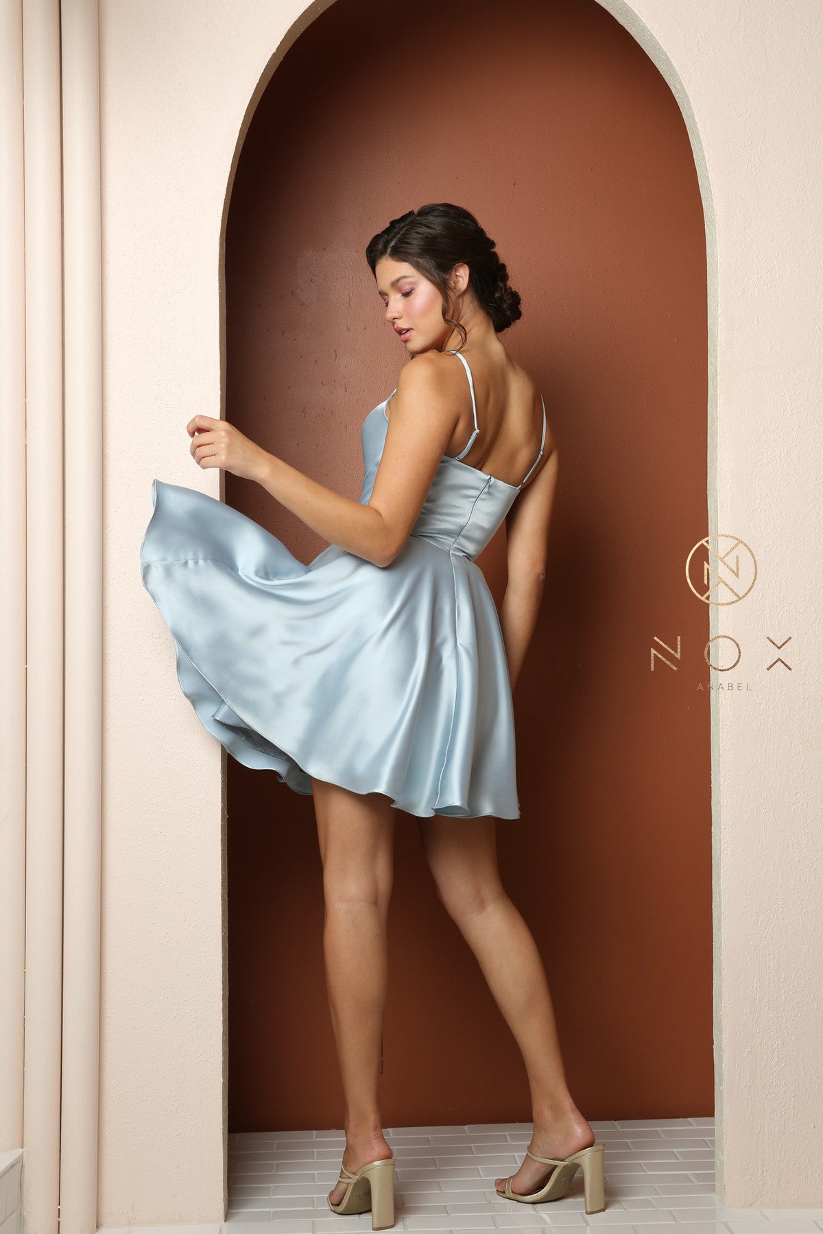 Cowl Neckline A Line Short Dress By Nox Anabel -R759