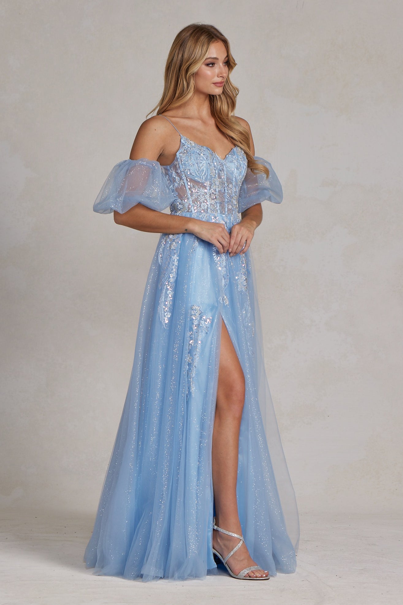 Off Shoulder Tulle Prom Gown By Nox Anabel -E1173