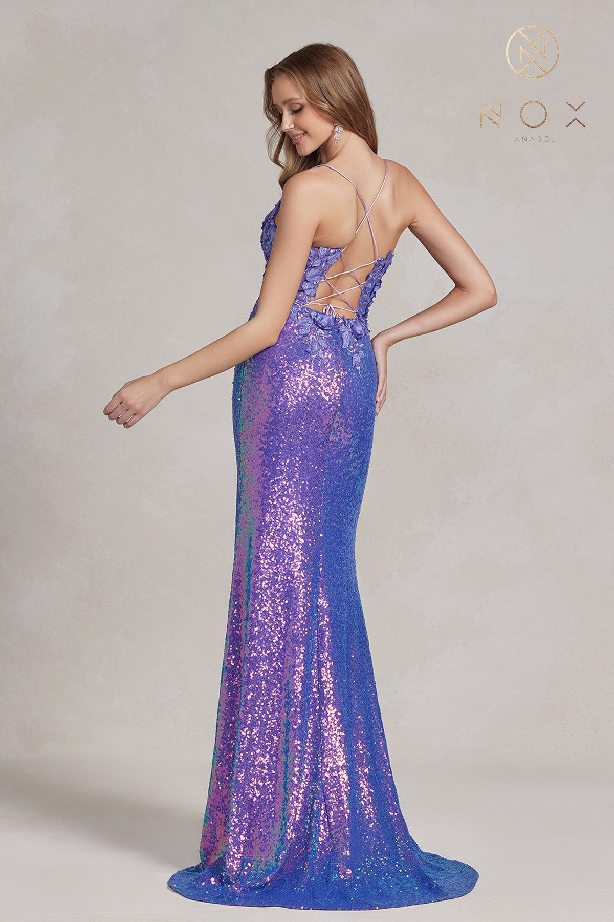 Applique Fitted Sequin Dress By Nox Anabel -R1207