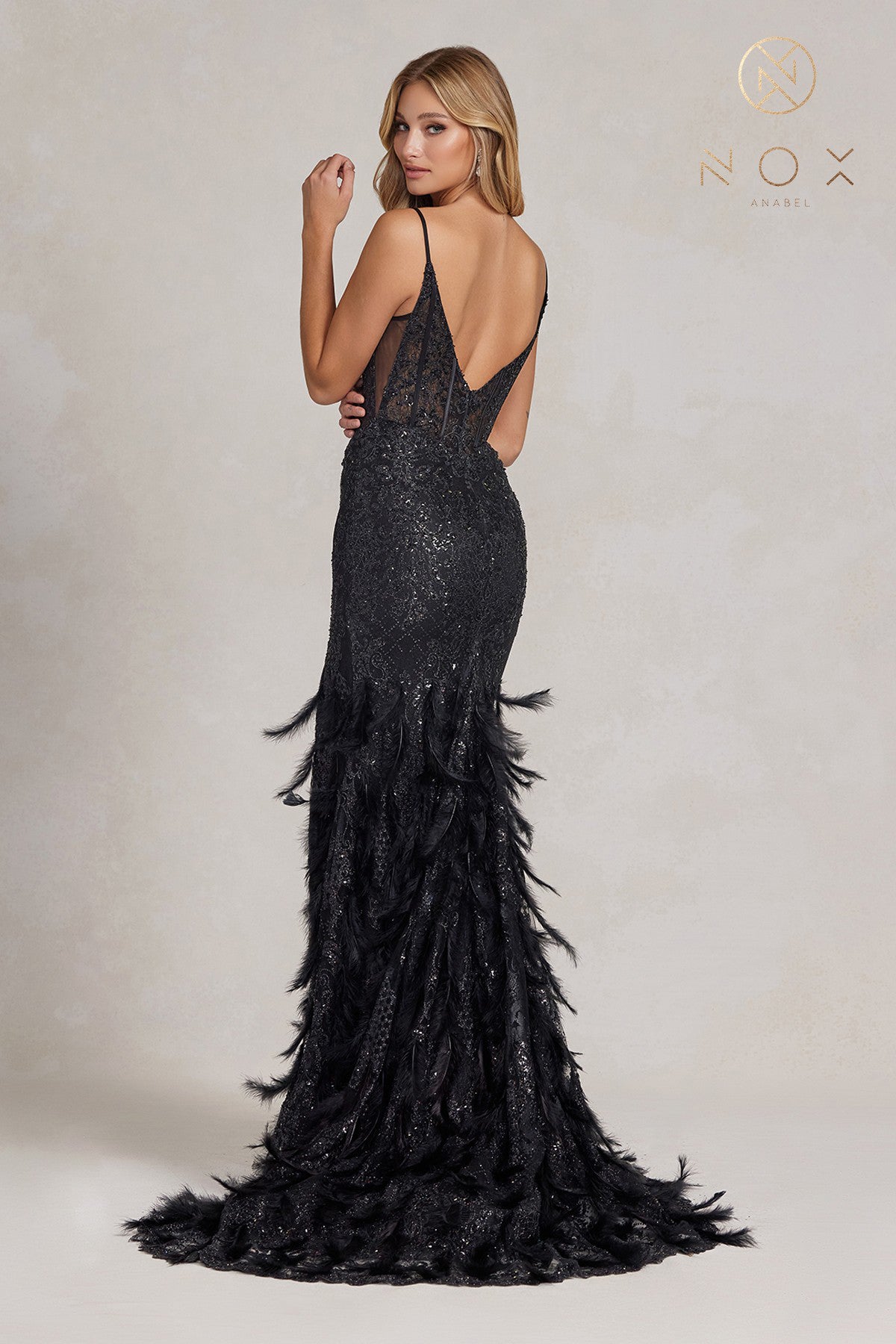 Feather Evening Dress By Nox Anabel -C1119