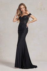 Off Shoulder Lace Corset Prom Gown By Nox Anabel -E1184