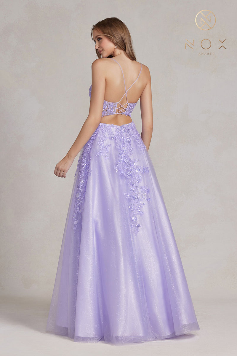 Embroidered Bodice Prom Gown By Nox Anabel -E1178