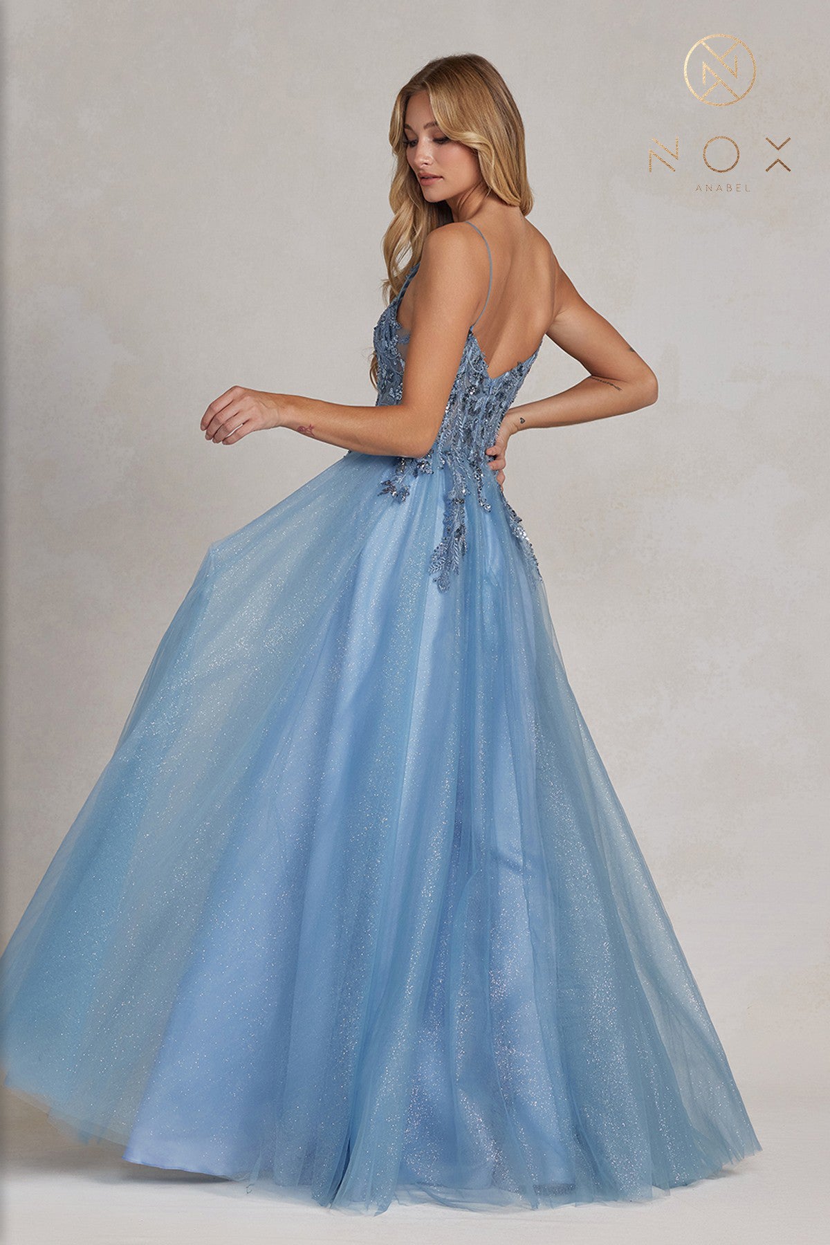 Glittered Tulle Prom Dress By Nox Anabel -E1125