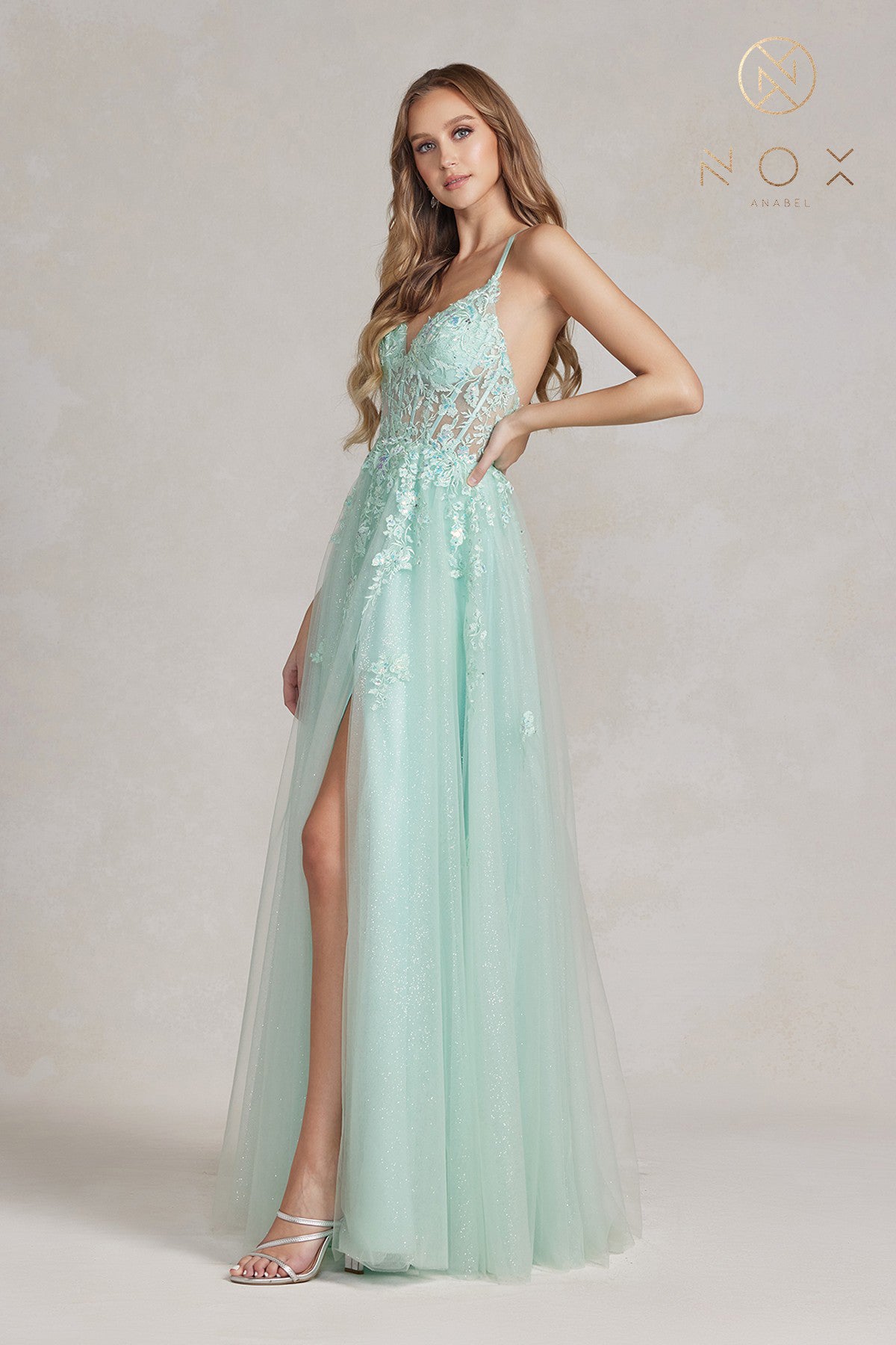 Sleeveless Lace Prom Gown By Nox Anabel -T1081