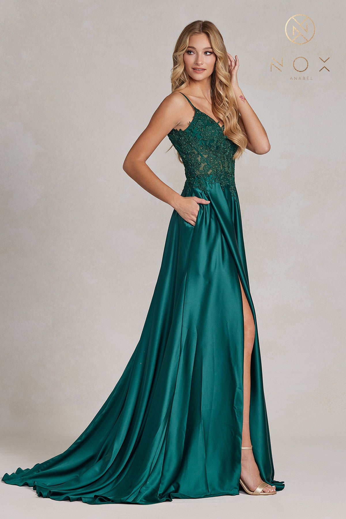 Lace Applique Bodice A-Line Dress By Nox Anabel -K1121