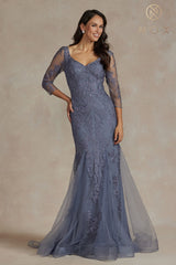 Fitted Mid-Sleeve Gown By Nox Anabel -JQ504