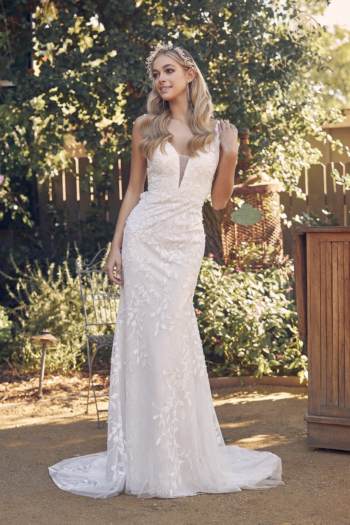 V-Neck Wedding Dress By Nox Anabel -JE949