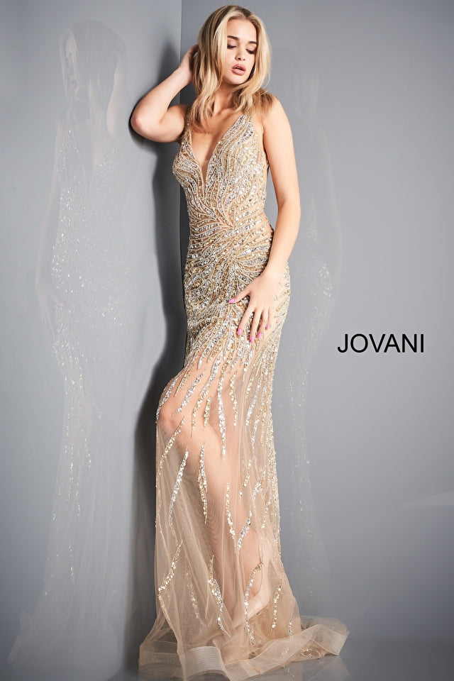 Embellished Plunging Neckline Prom Dress By Jovani -02504