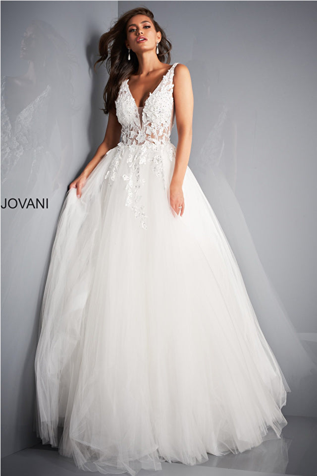 Floral Bodice Prom Ballgown by Jovani -02840