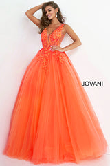 Floral Bodice Prom Ballgown by Jovani -02840
