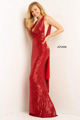 Sequin Plunging Neckline Evening Dress By Jovani -03854