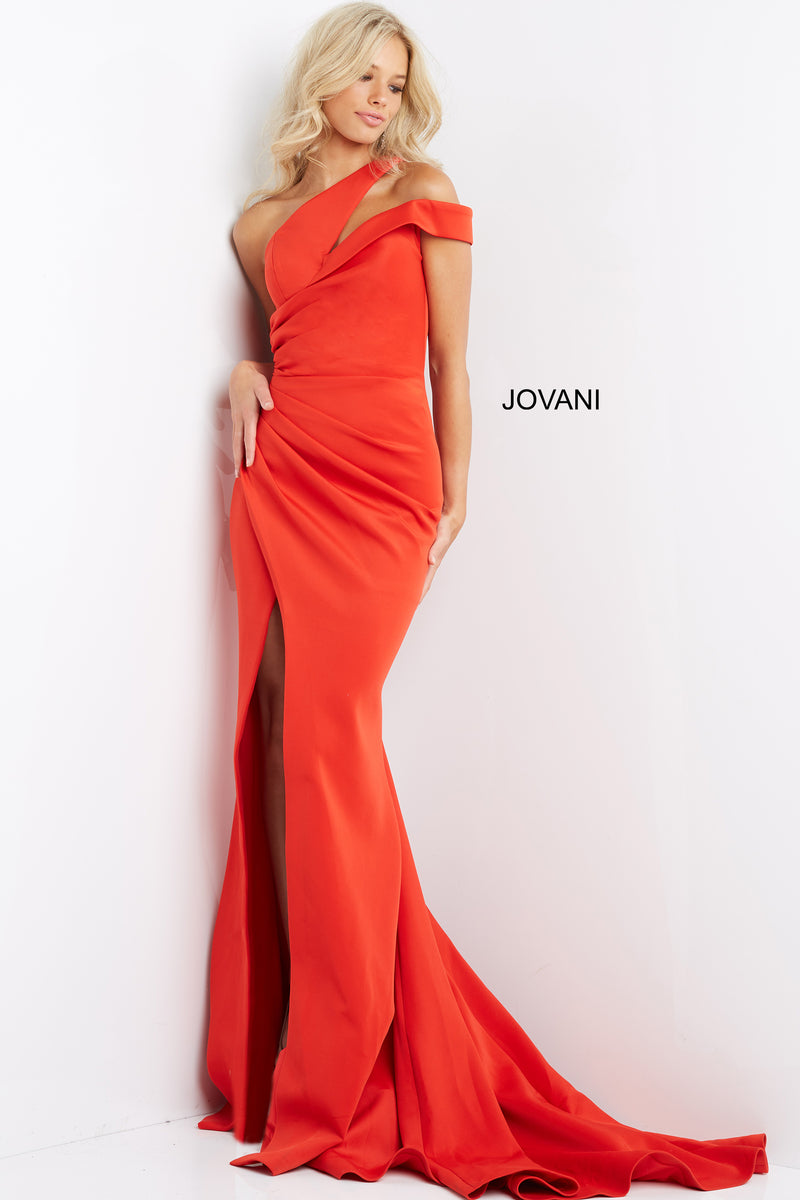 One Shoulder Ruched Evening Dress By Jovani -04222