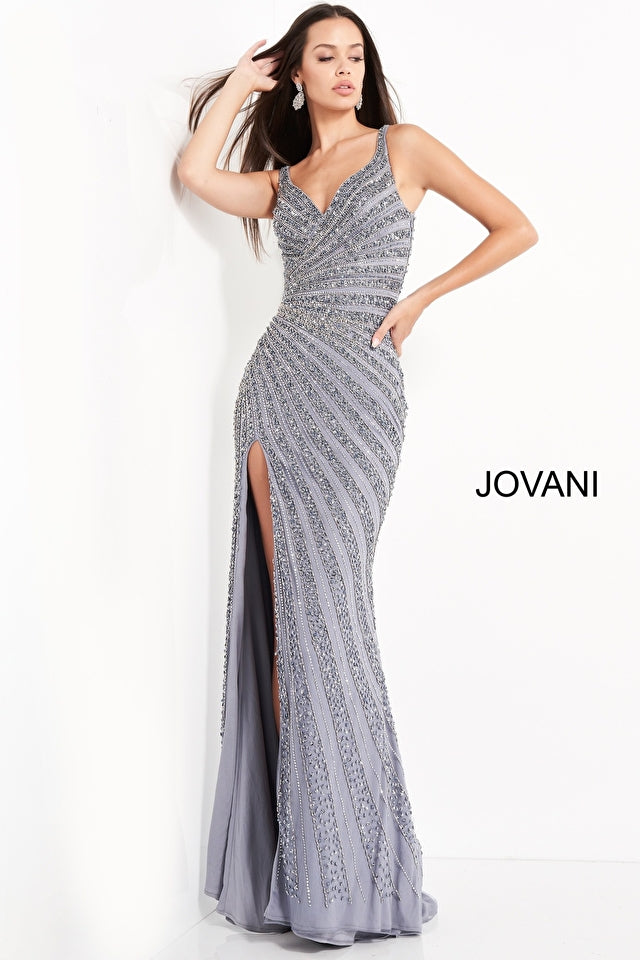 Beaded High Slit Prom Dress By Jovani -04539