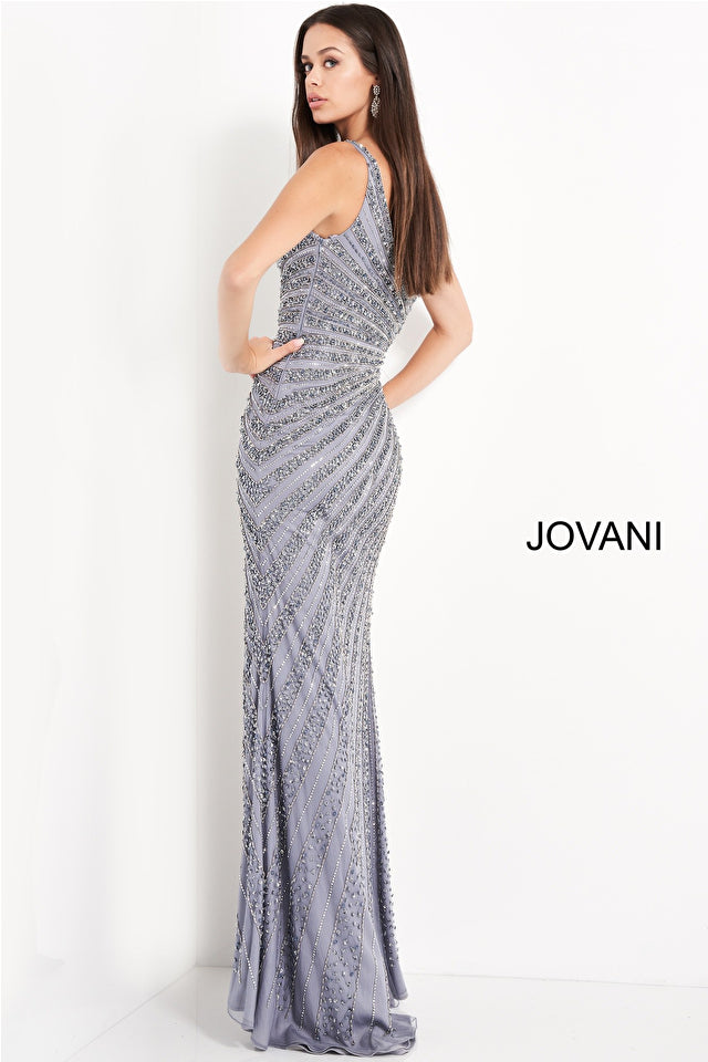 Beaded High Slit Prom Dress By Jovani -04539