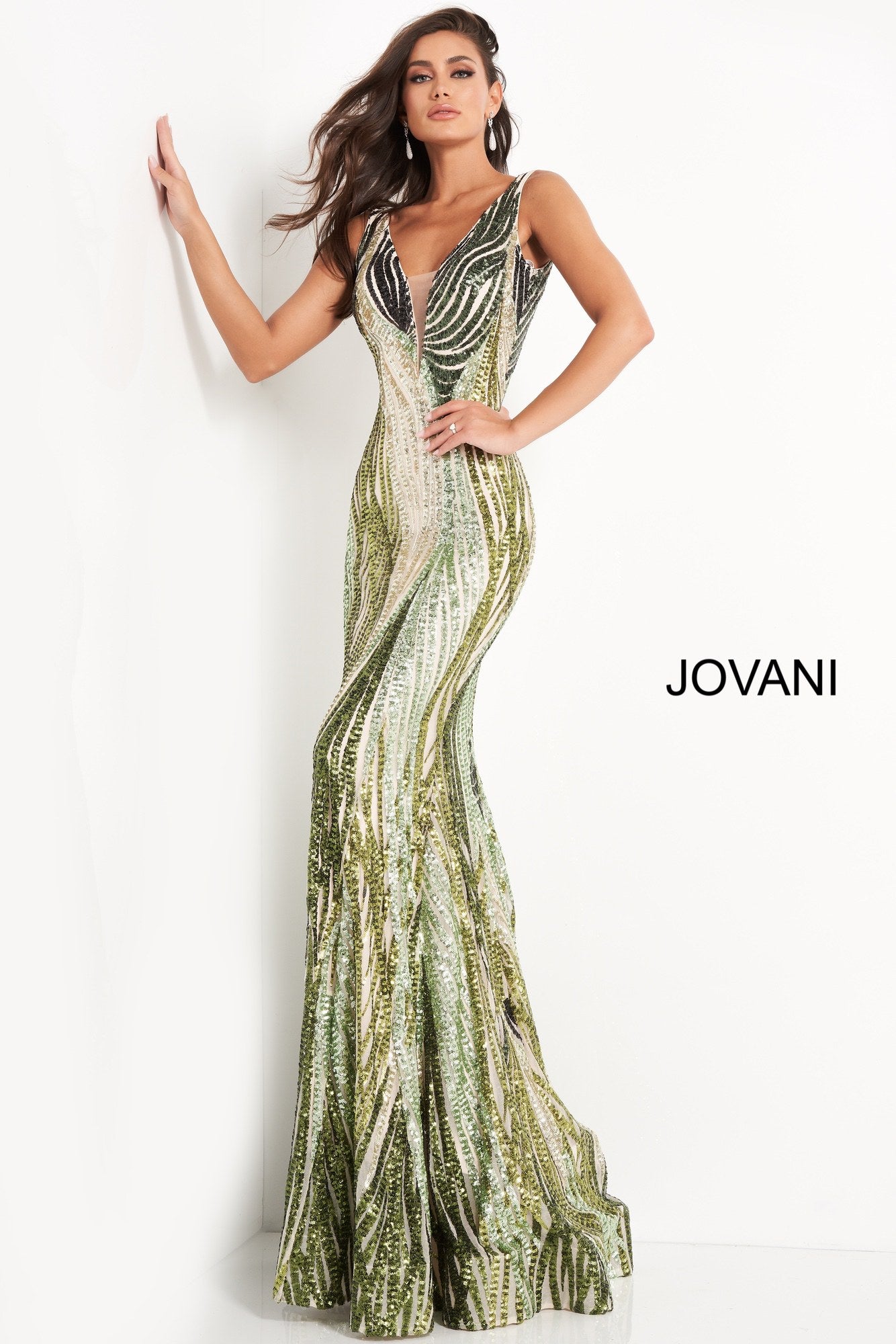 Embellished Plunging Neckline Prom Dress By Jovani -05103