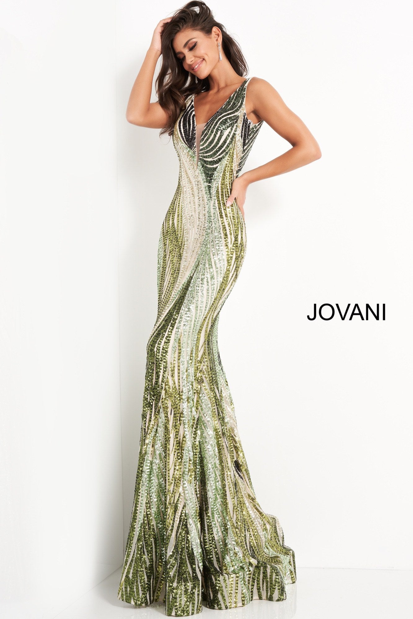 Embellished Plunging Neckline Prom Dress By Jovani -05103