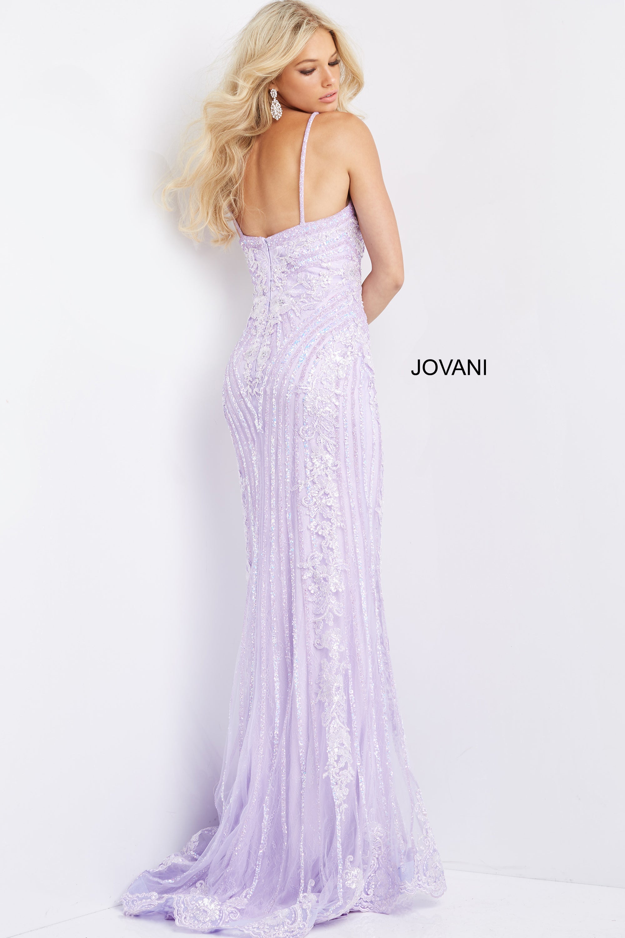 Spaghetti Strap V Neck Prom Dress By Jovani -05752