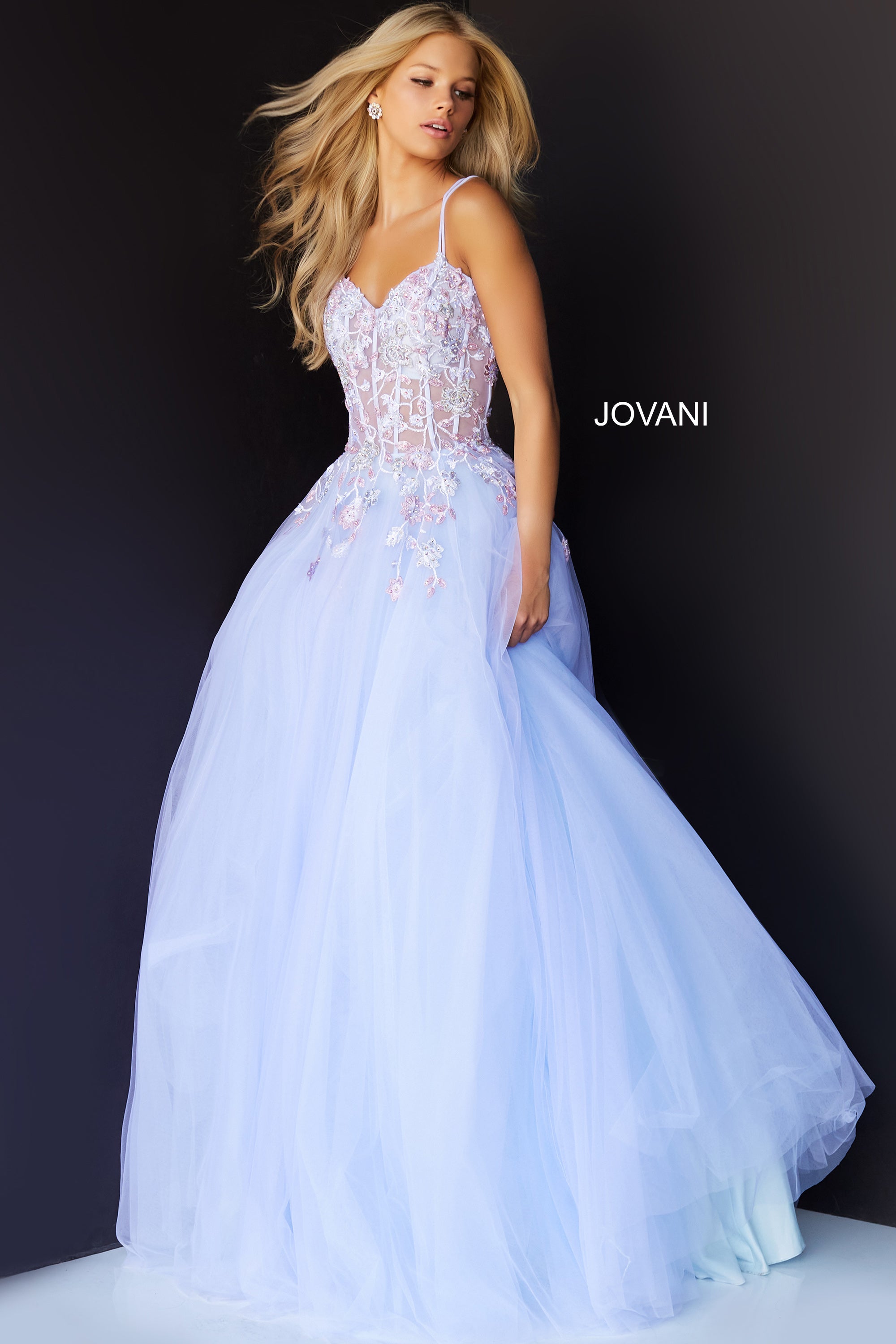 Floral Bodice Gorgeous Prom Ballgown By Jovani -06207