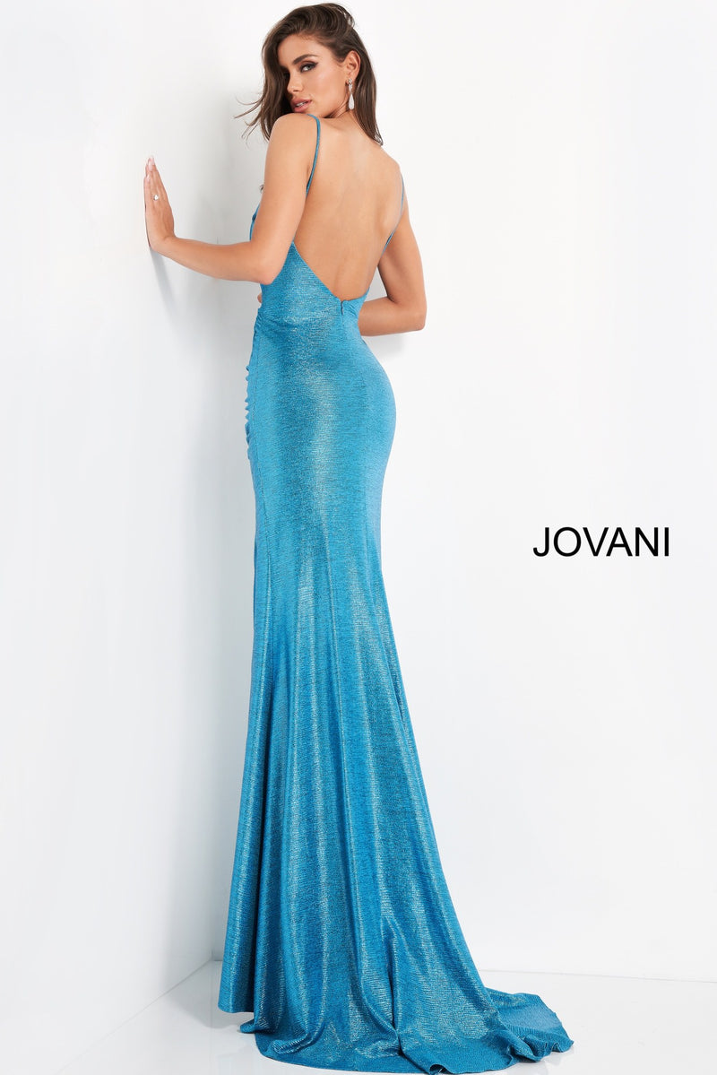 Spaghetti Strap High Slit Prom Dress By Jovani -JVN06368