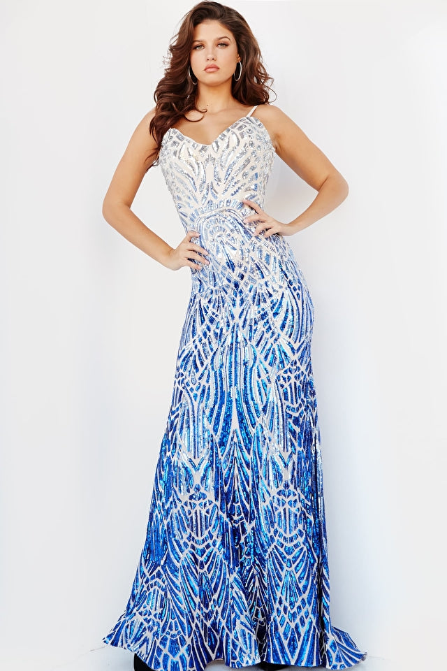 Backless Sequin Prom Dress By Jovani -06450