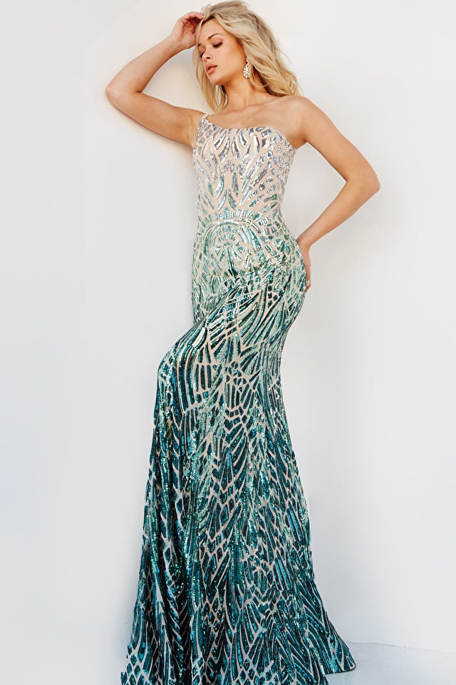 Embellished One Shoulder Prom Dress By Jovani -06469