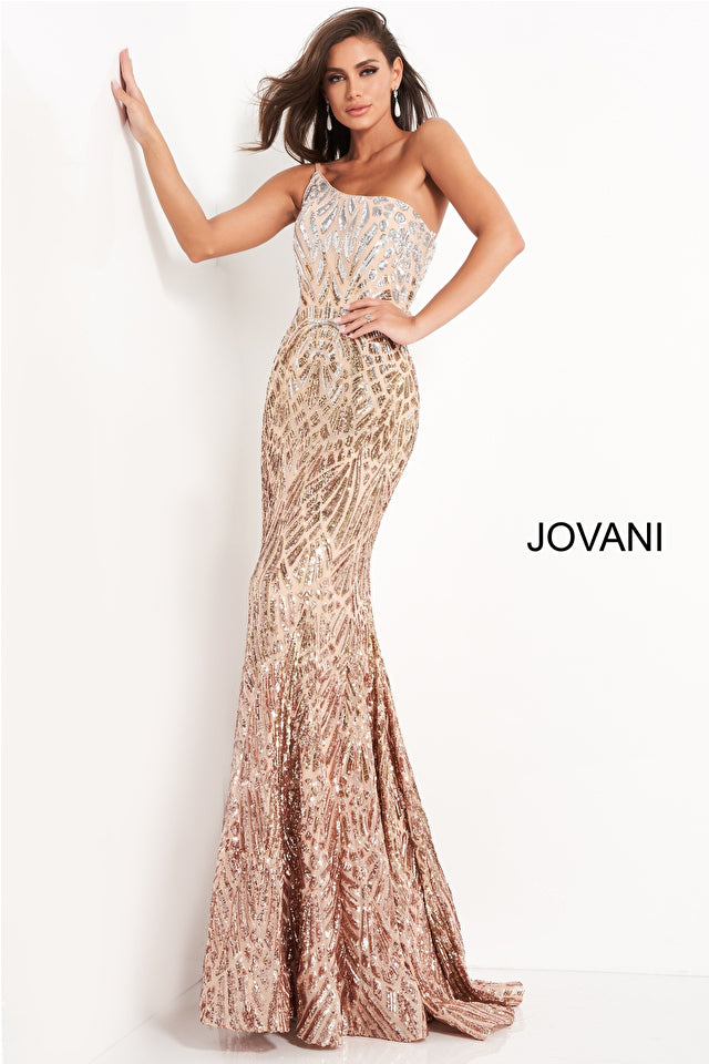 Embellished One Shoulder Prom Dress By Jovani -06469