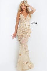 Embroidered Plunging Neck Prom Dress By Jovani -06648