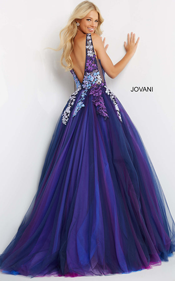 Floral Bodice Tulle Ballgown By Jovani -06807