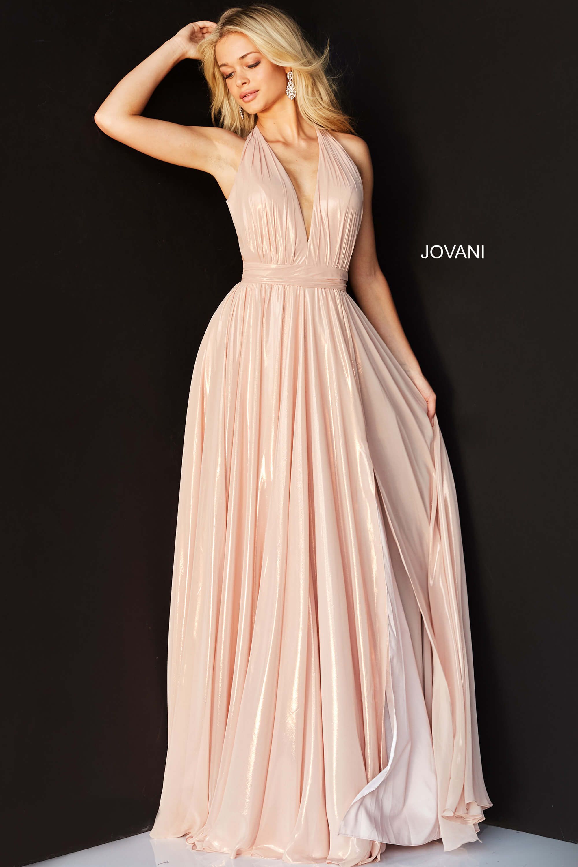 Halter Neckline Maxi Prom Dress By Jovani -07247