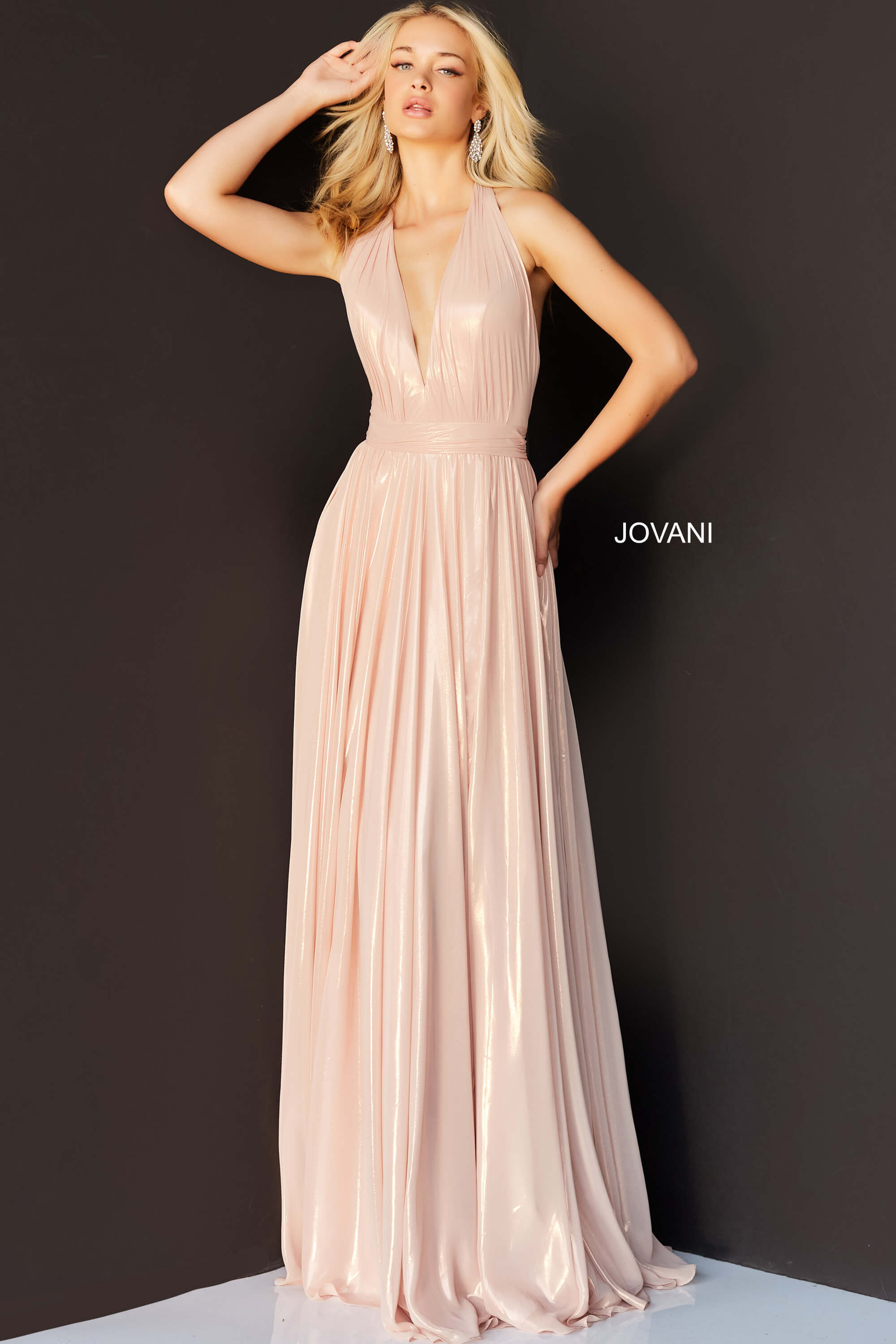 Halter Neckline Maxi Prom Dress By Jovani -07247