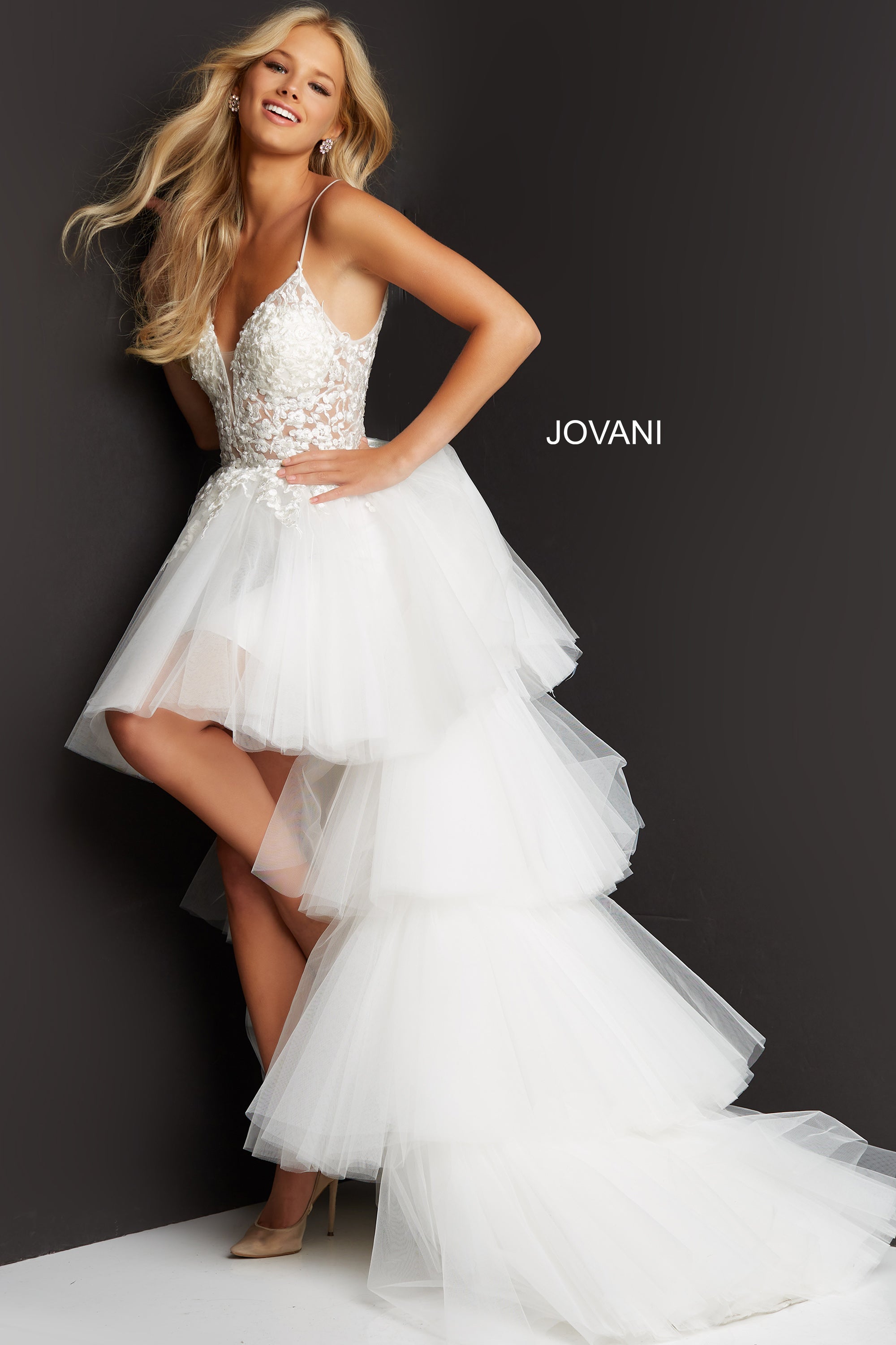 Spaghetti Strap High Low Prom Gown By Jovani -07263