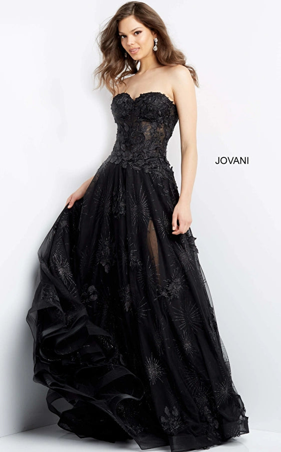 Lace Appliqued A-Line Dress By Jovani -07304