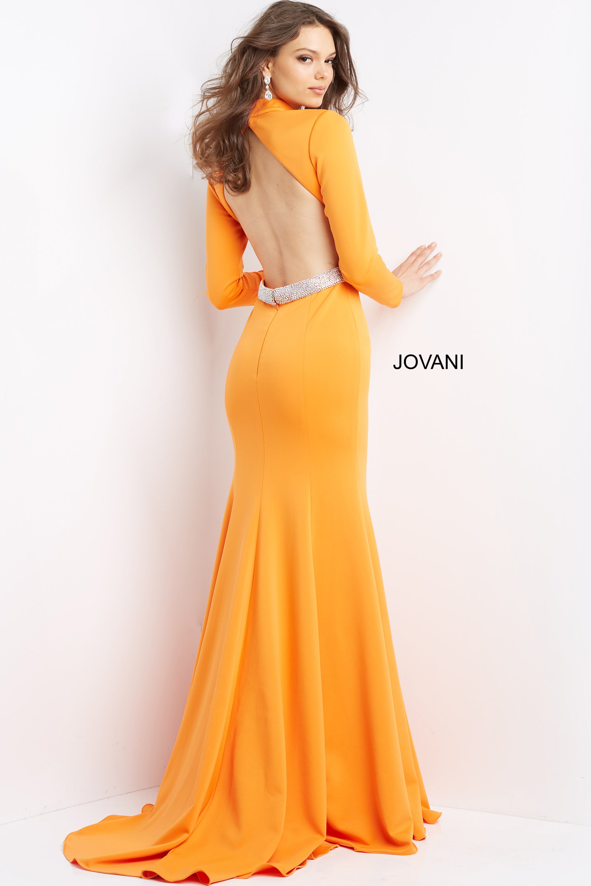 Key Hole Neckline Open Back Prom Dress By Jovani -07392