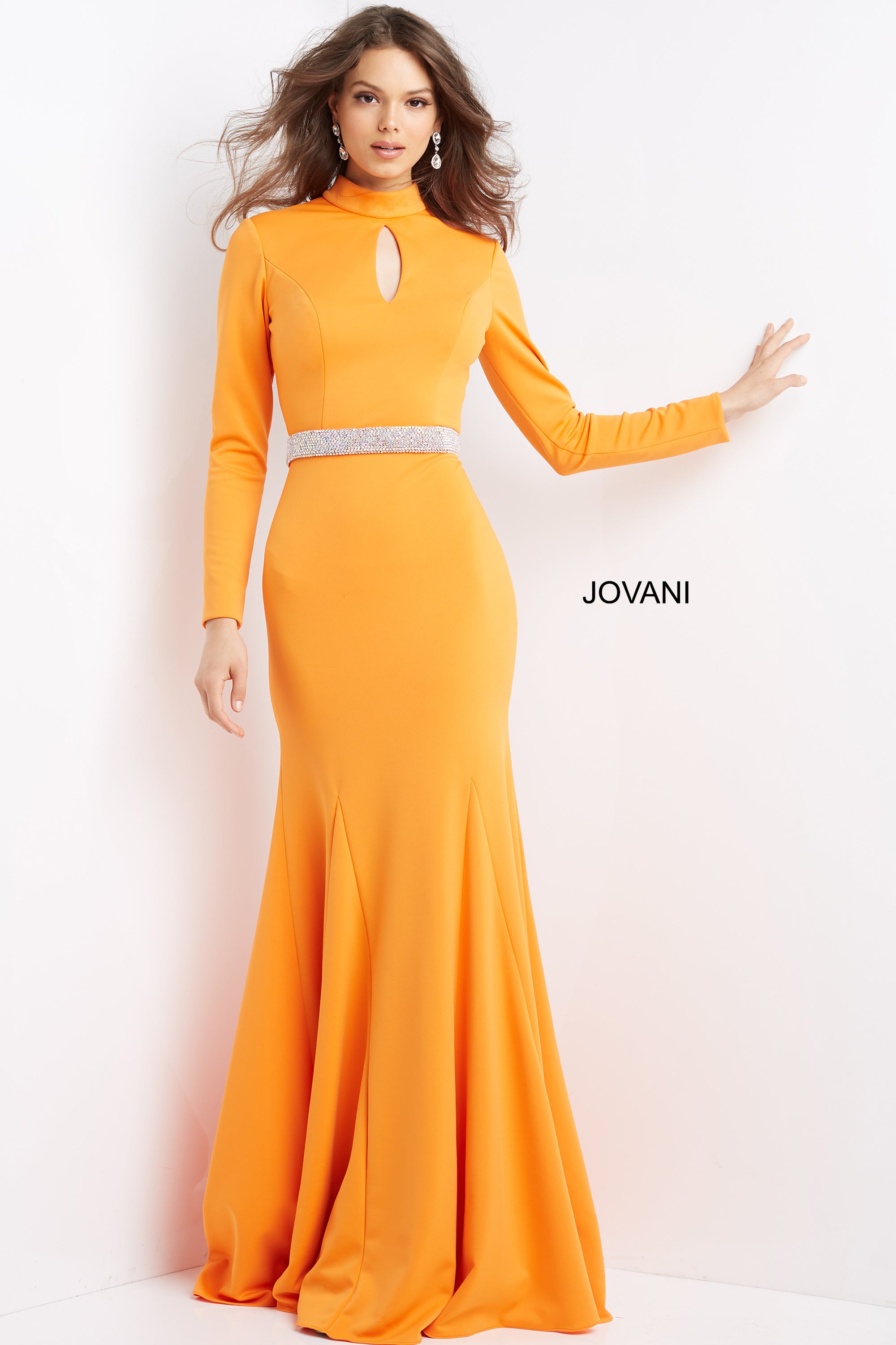 Key Hole Neckline Open Back Prom Dress By Jovani -07392