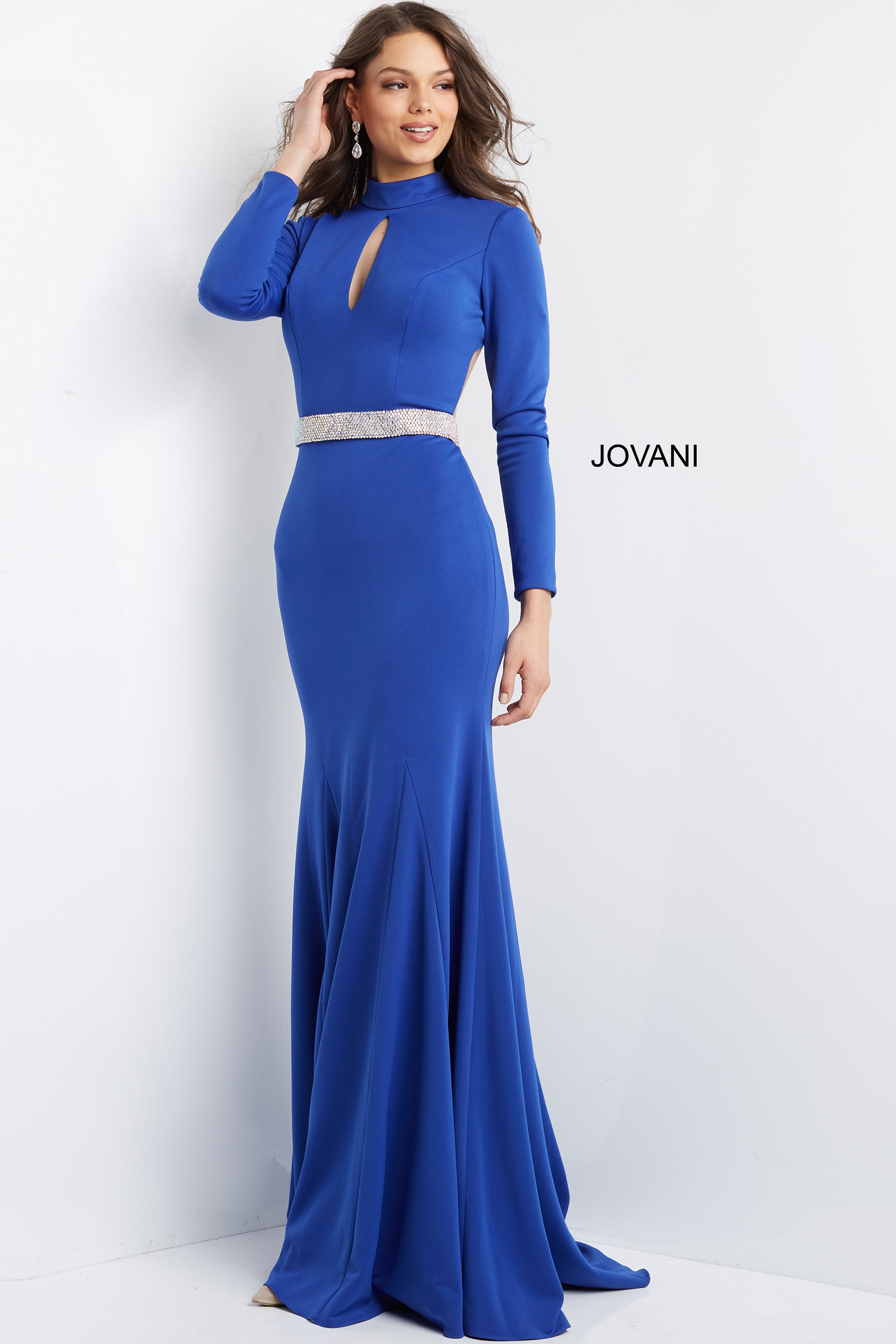 Key Hole Neckline Open Back Prom Dress By Jovani -07392