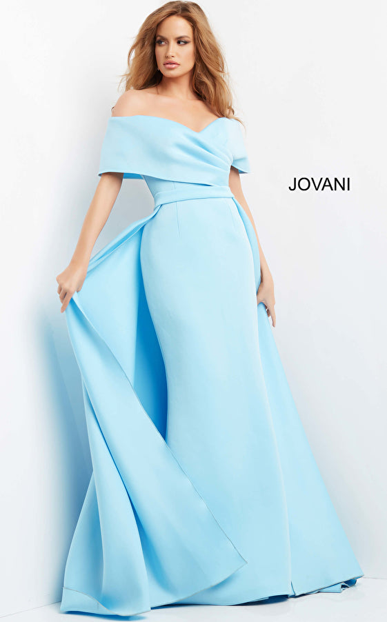 Draped Off Shoulder Mermaid Dress By Jovani -07443