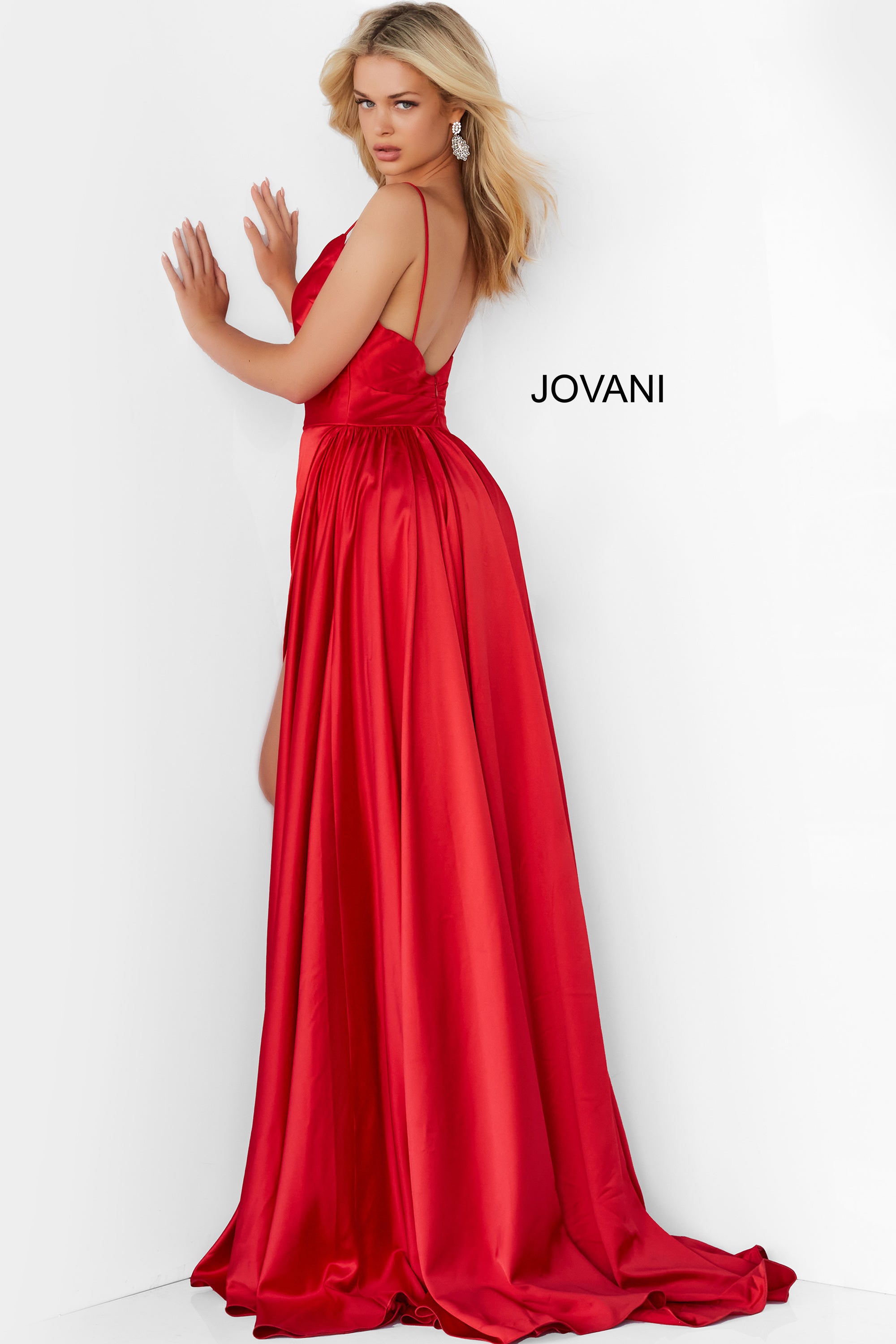 Pleated V Neck Prom Gown By Jovani -07800