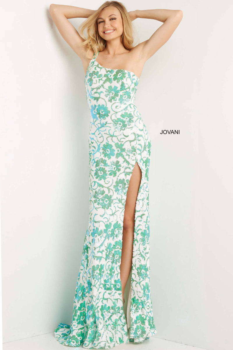 One Shoulder Sequin Prom Dress By Jovani -08256