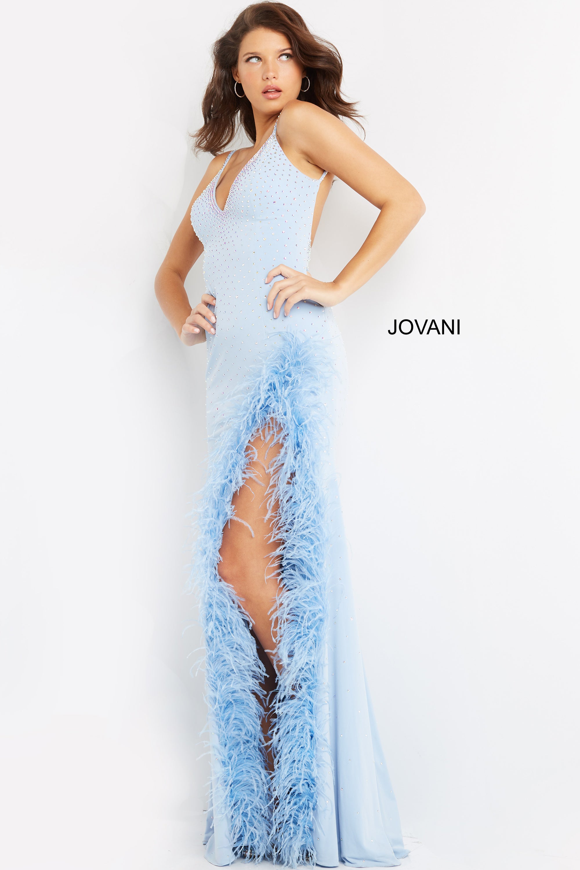 V Neck Embellished Prom Dress By Jovani -08283