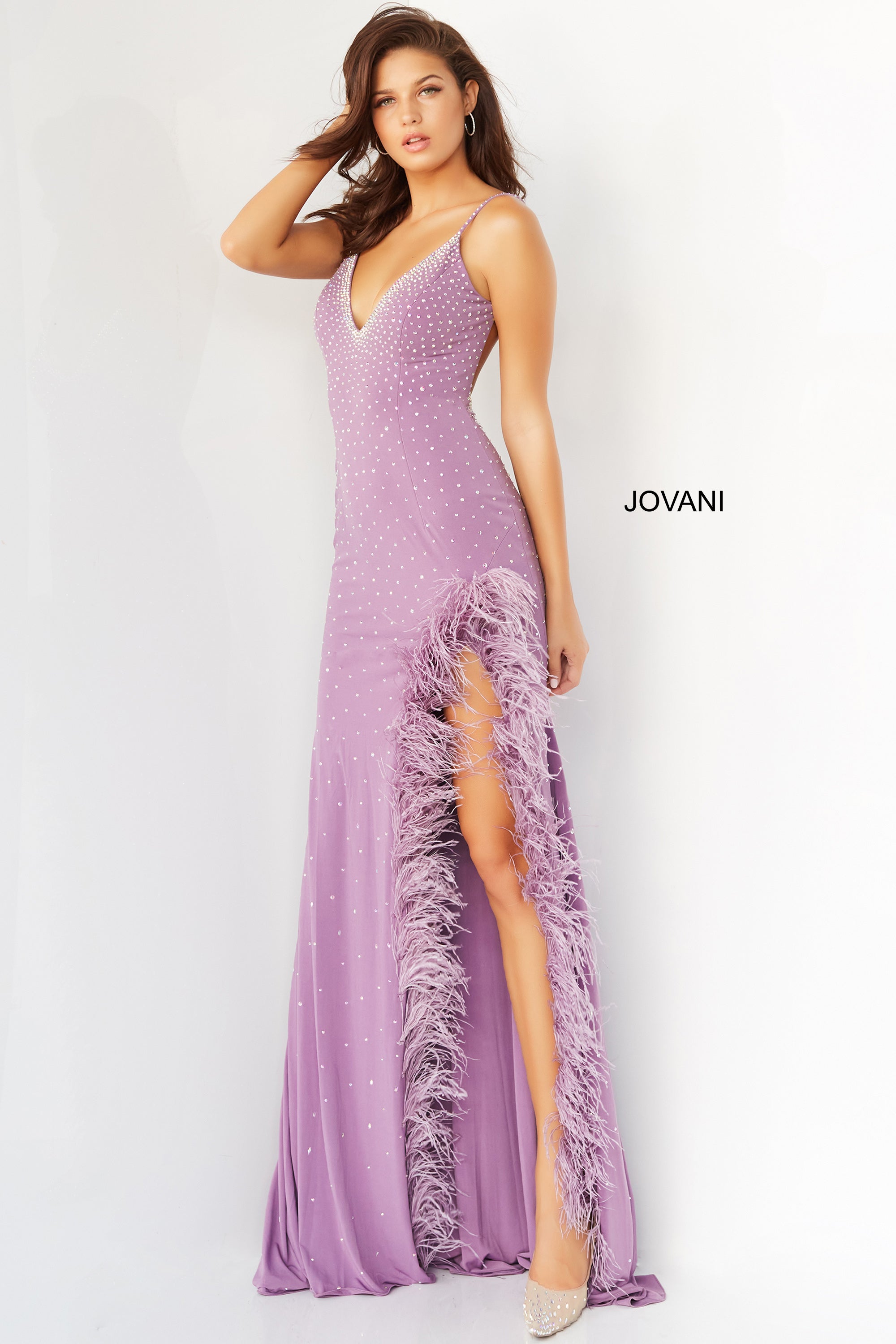 V Neck Embellished Prom Dress By Jovani -08283