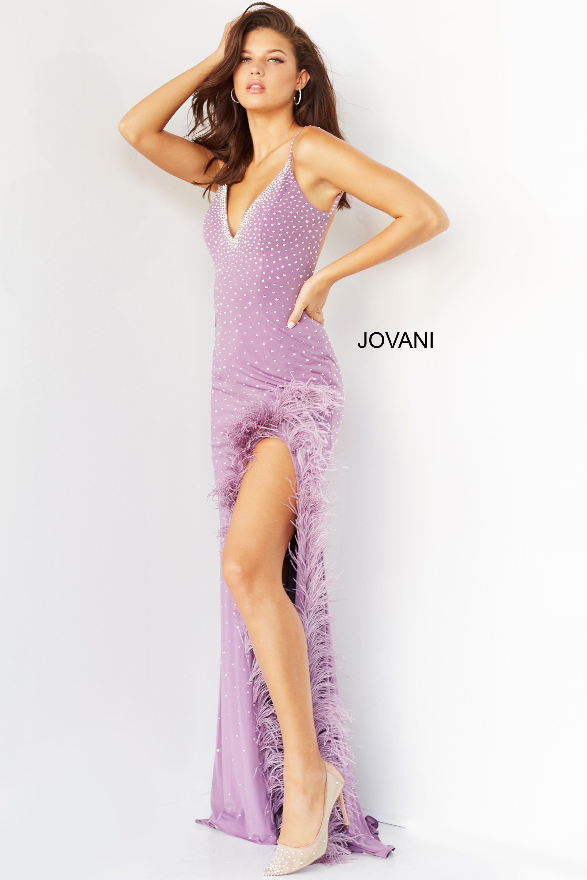 V Neck Embellished Prom Dress By Jovani -08283