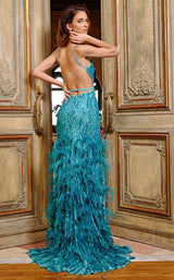 Feathered Sequined Sheath Gown By Jovani -08340