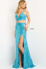 Floral Applique Two Piece Prom Dress By Jovani -08471