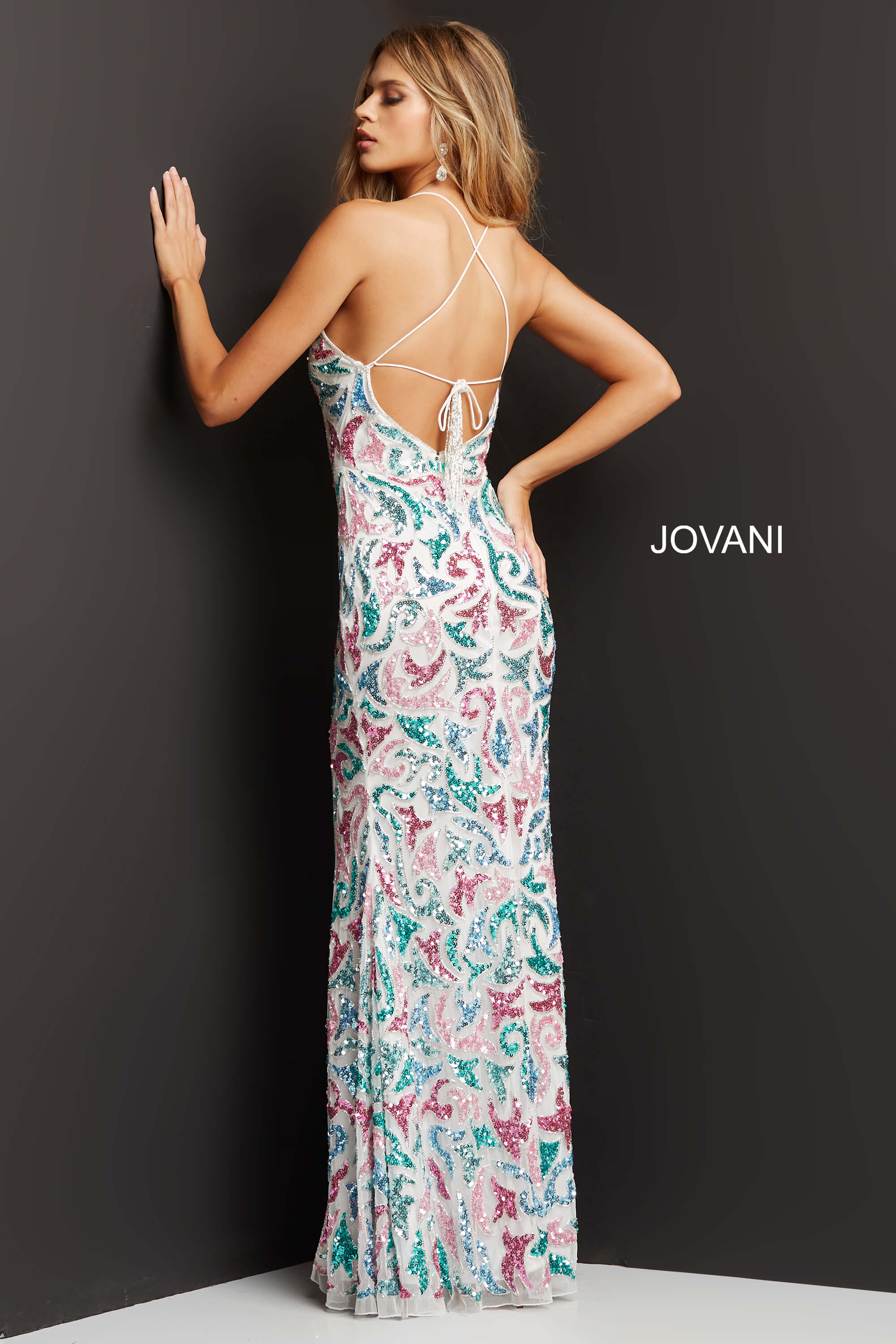 Spaghetti Strap Beaded Prom Dress By Jovani -08557