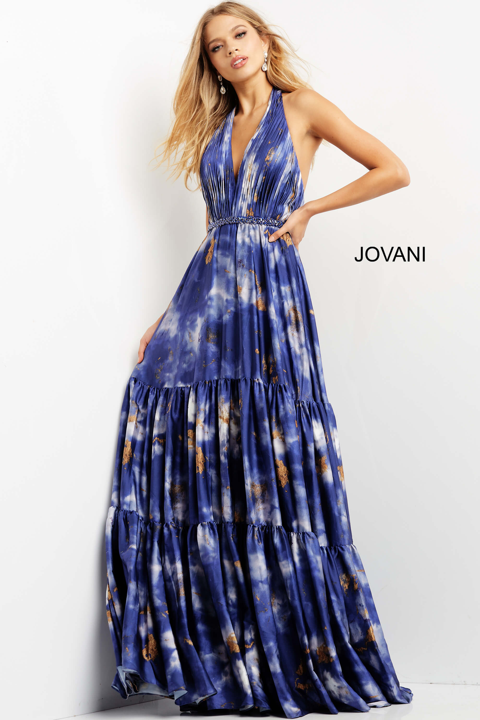 Halter Neck Maxi Prom Dress By Jovani -08577